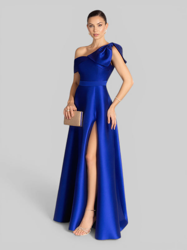 Vestido de Festa um Ombro Só Zibeline com Laço - Aurea Dress
