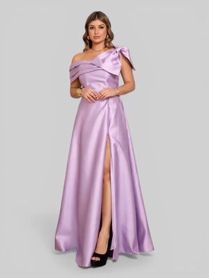 Vestido de Festa um Ombro Só Zibeline com Laço - Aurea Dress