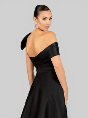 Vestido de Festa um Ombro Só Zibeline com Laço - Aurea Dress