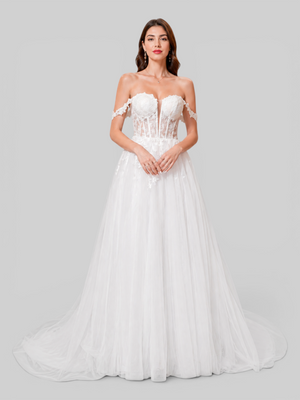 Vestido de Noiva Tule Bordado Corpete Amélia