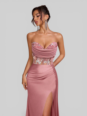 Vestido de Festa Longo Bordado e Paetê Famma