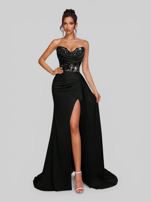 Vestido de Festa Longo Bordado e Paetê Famma