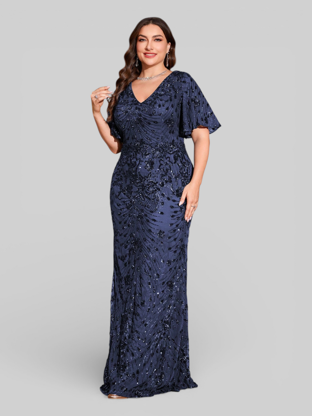 Vestido de Festa Plus Size Paetê Zanetti