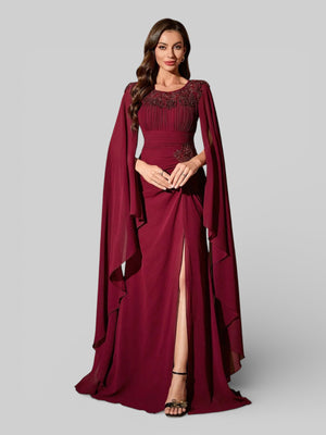 Vestido de Festa Longo Bordado com Capa Dupla Aurora - Aurea Dress