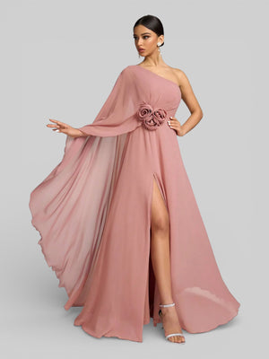 Vestido de Festa Longo Nula Manga Flowers Aurora - Aurea Dress