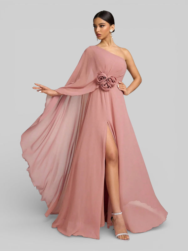Vestido de Festa Longo Nula Manga Flowers Aurora - Aurea Dress
