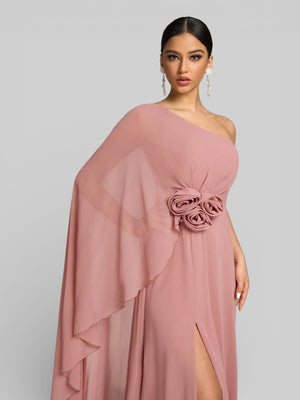 Vestido de Festa Longo Nula Manga Flowers Aurora - Aurea Dress