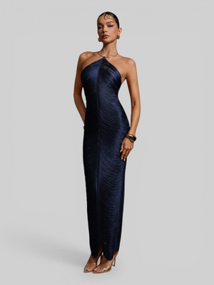 Vestido de Festa Longo Franjas em Ondas Cannes