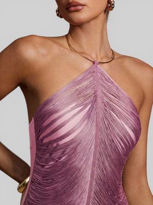 Vestido de Festa Longo Franjas em Ondas Cannes