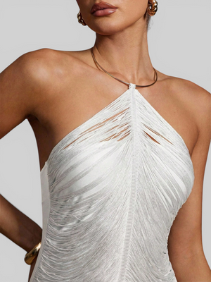 Vestido de Festa Longo Franjas em Ondas Cannes