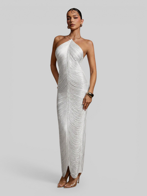 Vestido de Festa Longo Franjas em Ondas Cannes