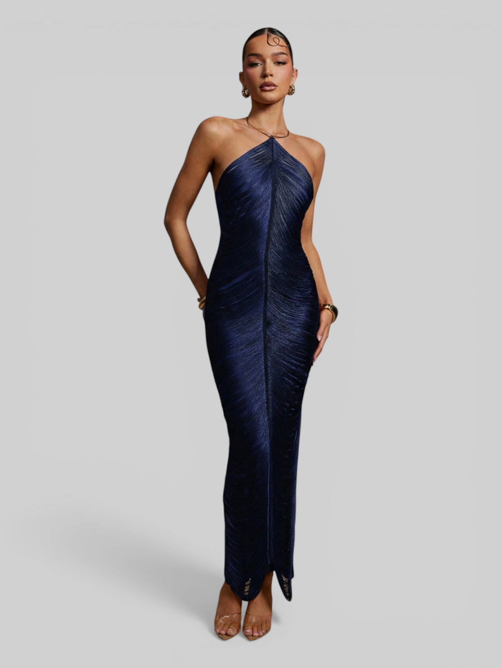 Vestido de Festa Longo Franjas em Ondas Cannes