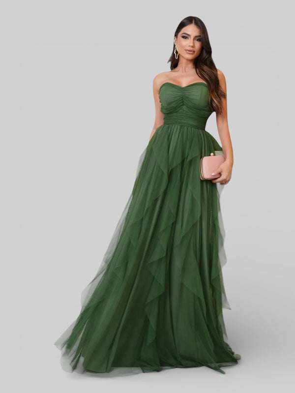 Vestido de Festa Tomara que Caia Camadas Cascata - Aurea Dress