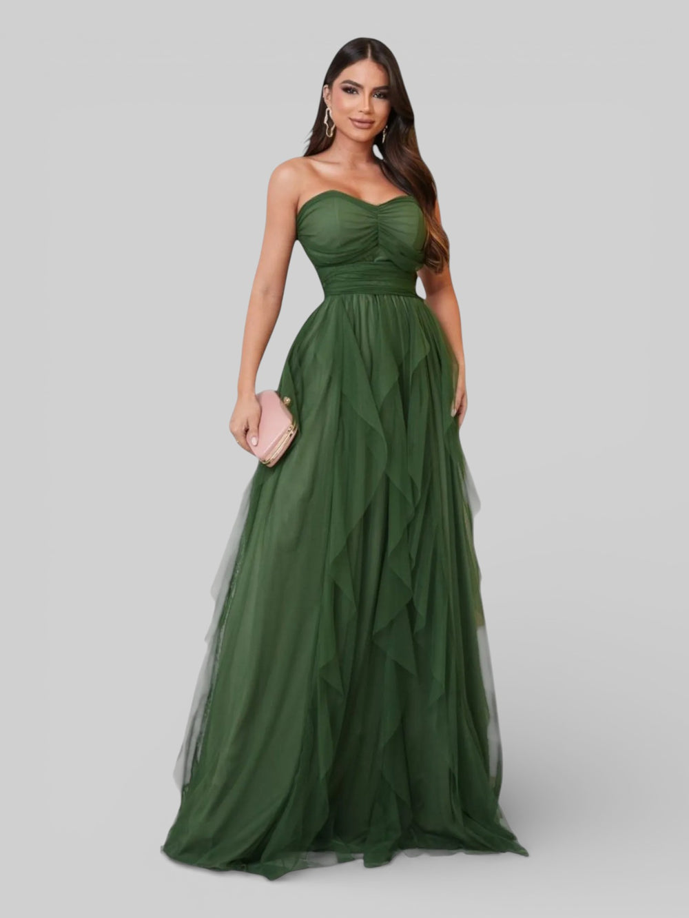 Vestido de Festa Tomara que Caia Camadas Cascata