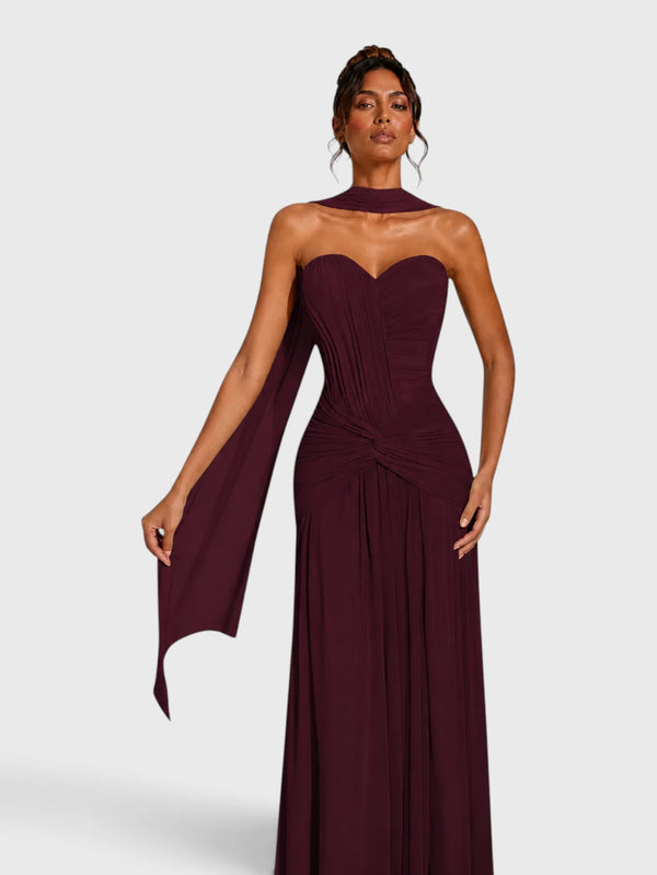 Vestido de Festa Longo Tomara que Caia Torcido Echarpe Legacy