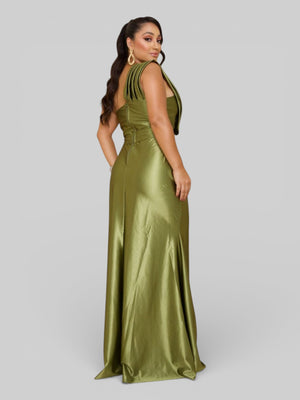 Vestido Longo de Festa Acetinado Corolla - Aurea Dress