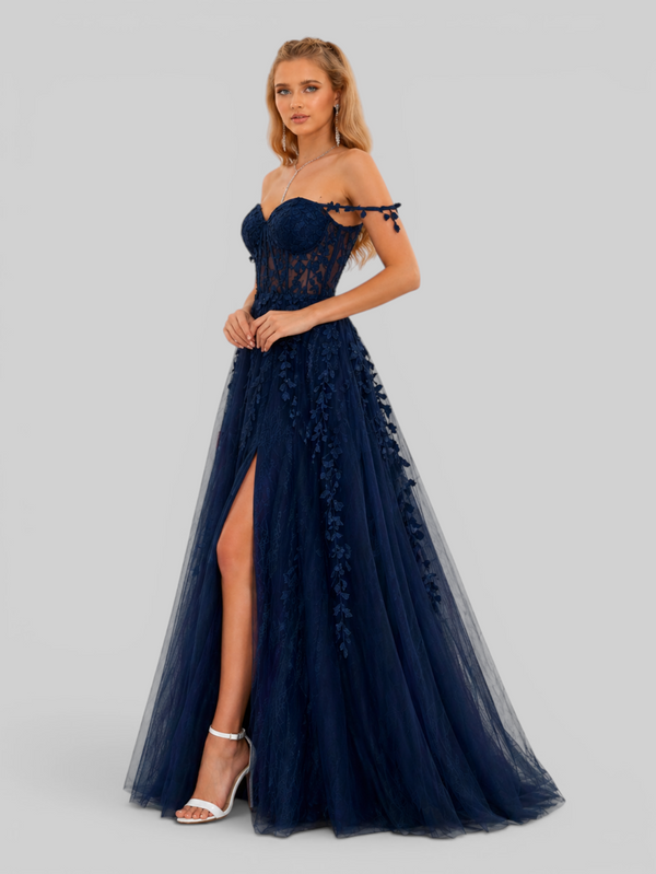 Vestido de Festa Longo Bordado com Fenda Debut