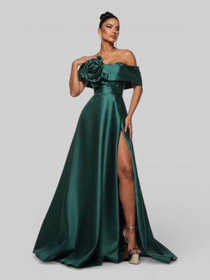 Vestido de Festa com Fenda Zibeline Flowers - Aurea Dress