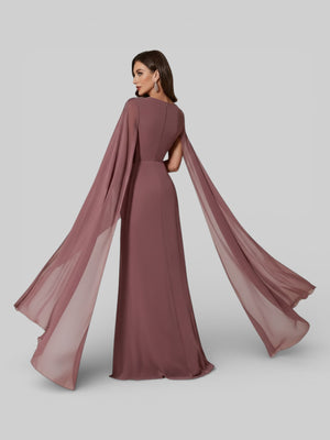Vestido de Festa Longo Bordado com Capa Dupla Aurora - Aurea Dress
