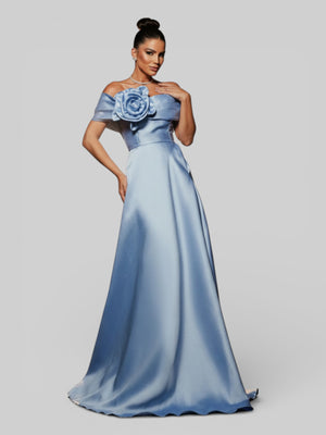 Vestido de Festa com Fenda Zibeline Flowers - Aurea Dress