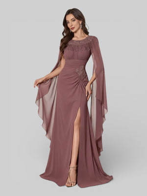 Vestido de Festa Longo Bordado com Capa Dupla Aurora - Aurea Dress
