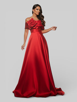 Vestido de Festa com Fenda Zibeline Flowers - Aurea Dress