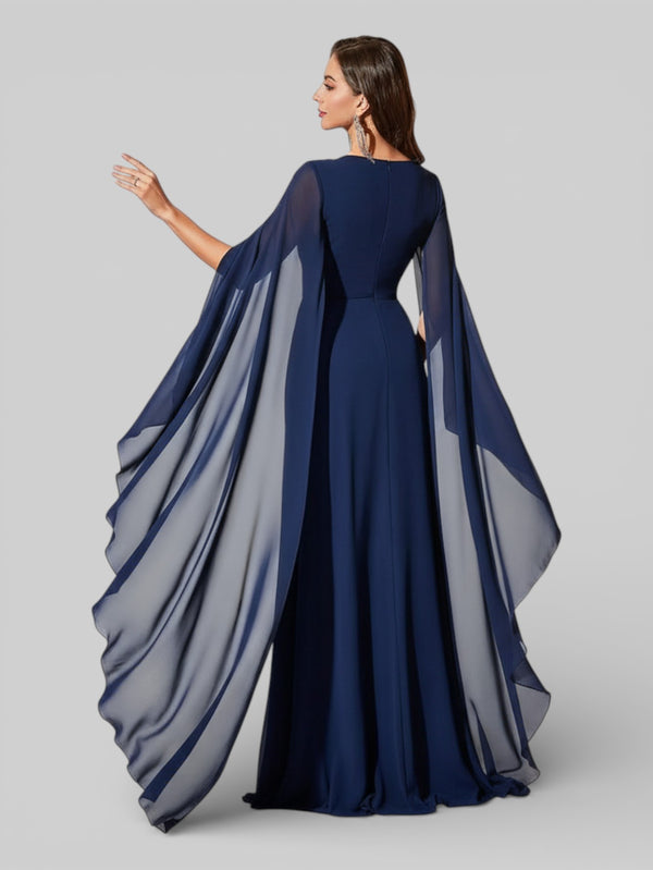 Vestido de Festa Longo Bordado com Capa Dupla Aurora - Aurea Dress
