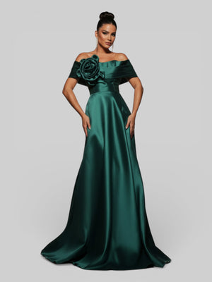 Vestido de Festa com Fenda Zibeline Flowers - Aurea Dress