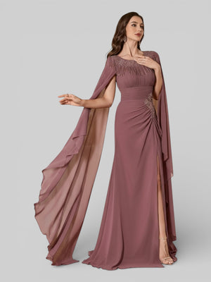 Vestido de Festa Longo Bordado com Capa Dupla Aurora - Aurea Dress