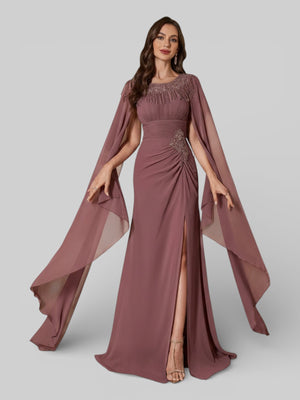 Vestido de Festa Longo Bordado com Capa Dupla Aurora - Aurea Dress
