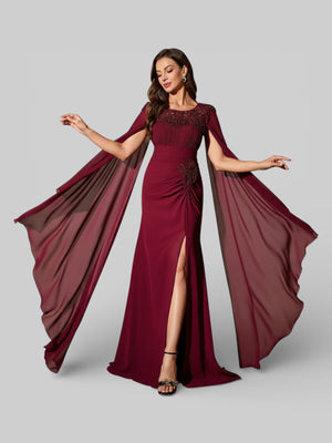 Vestido de Festa Longo Bordado com Capa Dupla Aurora - Aurea Dress