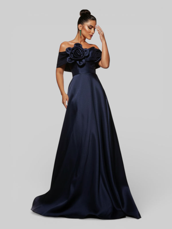 Vestido de Festa com Fenda Zibeline Flowers - Aurea Dress