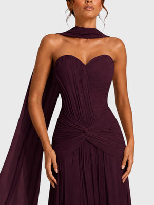 Vestido de Festa Longo Tomara que Caia Torcido Echarpe Legacy