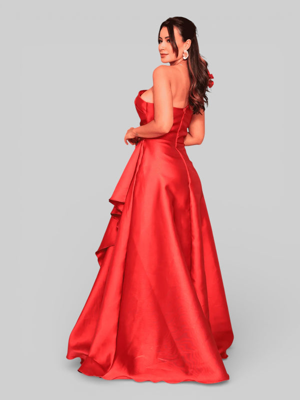 Vestido de Festa Longo Nula Manga com Flor Drape - Aurea Dress