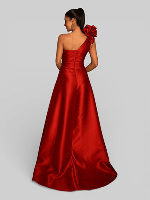 Vestido de Festa Longo Nula Manga com Flor Drape - Aurea Dress