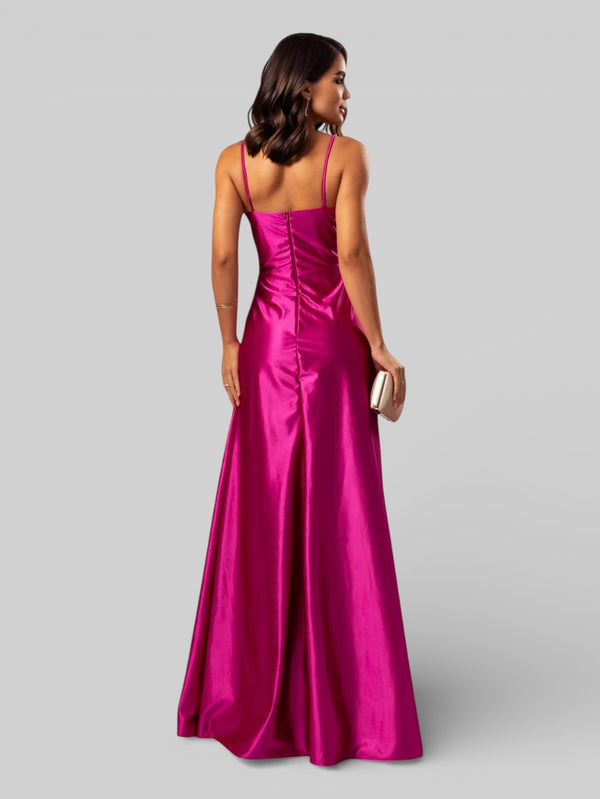 Vestido de Festa Longo Drapeado com Fenda Alpha - Aurea Dress