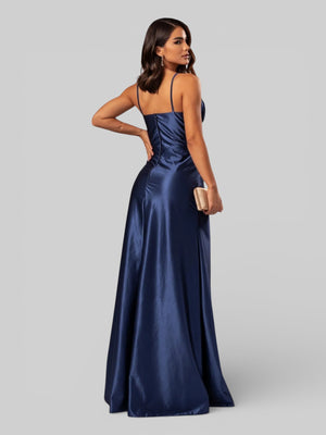 Vestido de Festa Longo Drapeado com Fenda Alpha - Aurea Dress