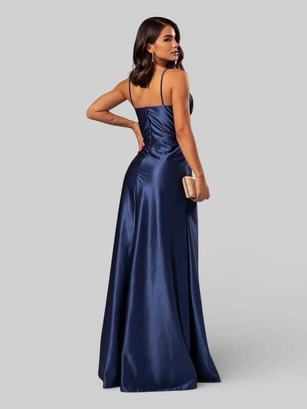 Vestido de Festa Longo Drapeado com Fenda Alpha - Aurea Dress