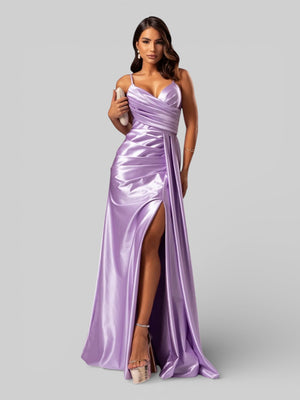 Vestido de Festa Longo Drapeado com Fenda Alpha - Aurea Dress