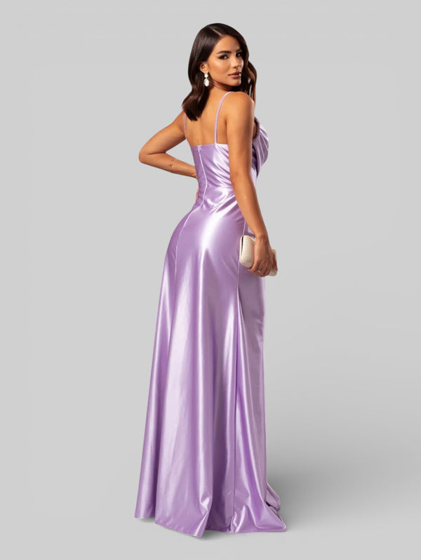 Vestido de Festa Longo Drapeado com Fenda Alpha - Aurea Dress