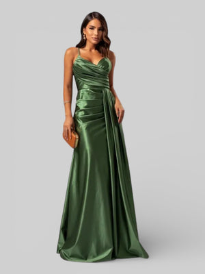 Vestido de Festa Longo Drapeado com Fenda Alpha - Aurea Dress