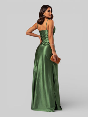 Vestido de Festa Longo Drapeado com Fenda Alpha - Aurea Dress