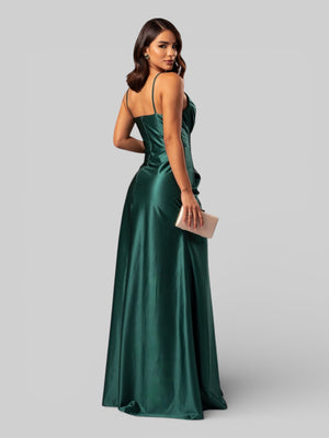Vestido de Festa Longo Drapeado com Fenda Alpha - Aurea Dress