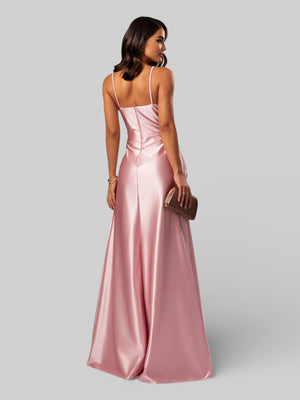 Vestido de Festa Longo Drapeado com Fenda Alpha - Aurea Dress