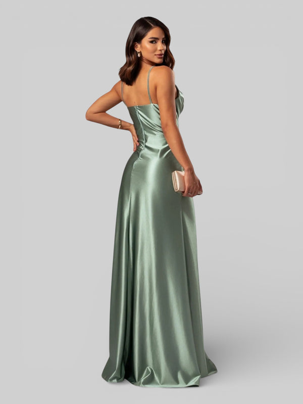 Vestido de Festa Longo Drapeado com Fenda Alpha - Aurea Dress