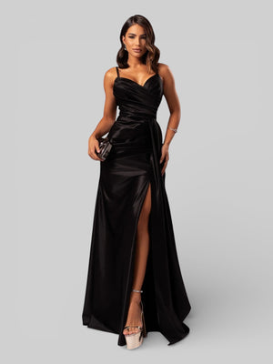 Vestido de Festa Longo Drapeado com Fenda Alpha - Aurea Dress
