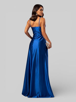 Vestido de Festa Longo Drapeado com Fenda Alpha - Aurea Dress