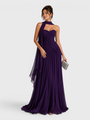 Vestido de Festa Longo Tomara que Caia Torcido Echarpe Legacy