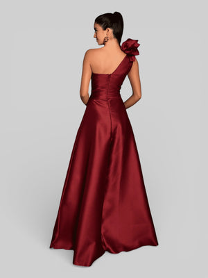 Vestido de Festa Longo Nula Manga com Flor Drape - Aurea Dress