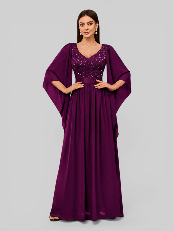 Vestido de Festa Longo com Capa Elegante